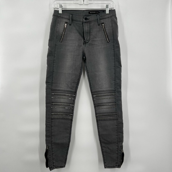 Black Orchid grey silver shatter studded jeans zip hem Los Angelos 29 - Picture 1 of 12